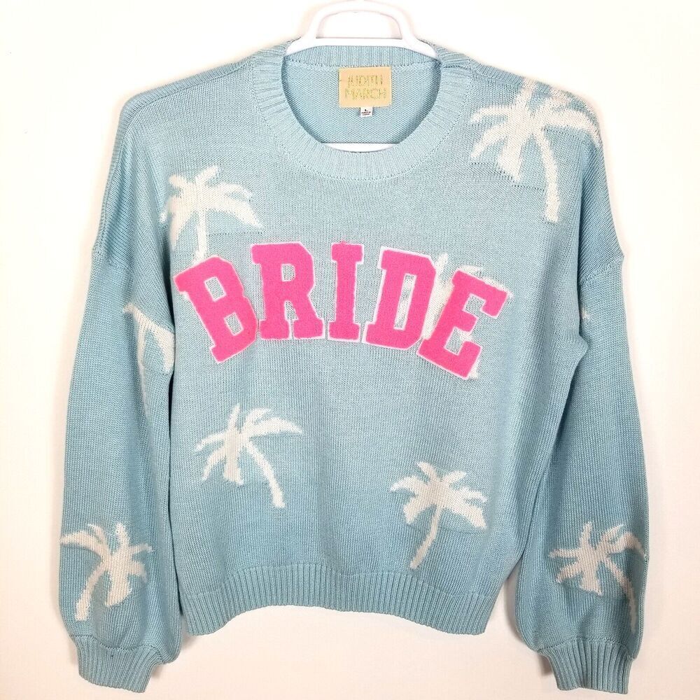 Judith‎ March Women Bride Beachy Blue Sweater Size L Pullover Event Vaca